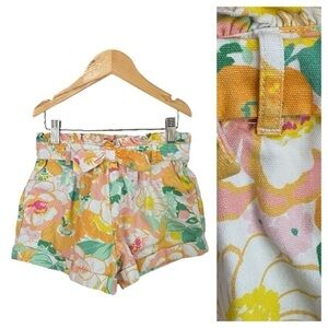 Janie and Jack Pink Yellow Floral Paperbag Waist Shorts